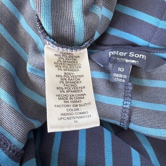 Peter Som Design Nation, Blue Sleeveless, V-neck Blue Striped Dress, size: 10 - Picture 8 of 8